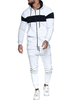 Homme Tenue de Sport 2 Pièces Manches Longues Capuche Blanc