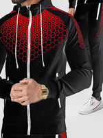 Hommes Activewear Ensemble 2 Pièces Imprimé Manches Longues À Capuche Noir Activewear Outfit