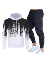 Hommes Activewear Ensemble 2 Pièces Manches Longues À Capuche Blanc Activewear Outfit
