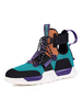 Hommes baskets bleu cyan confortable maille bout rond sangle de moine illustration bas-hauts chaussures décontractées"idiennes
