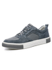 Hommes Baskets Cozy Cowhide Bout Rond Bas Tops Talon Plat Bleu Chaussures De Skate
