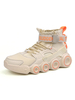 Hommes Baskets Ecru Blancs Cozy Color Block Mesh Bout Rond Low-Tops Chaussures De Sport