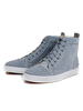 Hommes Baskets grises en cuir suédé bout rond Rivets à lacets chaussures de skate montantes