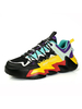 Hommes baskets jaunes confortable maille bout rond illustration bas-hauts chaussures de sport décontractées"idiennes