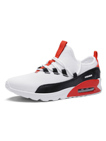 Hommes baskets rouges confortable maille bout rond géométrique bas-hauts chaussures de sport décontractées"idiennes