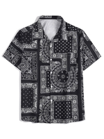 Hommes Black Shirt Patient Plaid Collier Collier Courti à manches courtes Blouses d\
