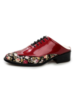 Hommes Chaussures Décontractées Rouge Bout Rond Fleurs Imprimé Sangle Chaussures Réglables Chaussures
