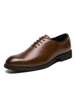 Hommes Chaussures Habillées Bout Rond À Lacets Sangle Réglable En Cuir PU Mocassins Marron