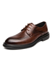 Hommes Chaussures Habillées Bout Rond Sangle Réglable À Lacets En Cuir PU Low-Tops Marron Oxford Chaussures