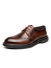 Hommes Chaussures Habillées Bout Rond Sangle Réglable En Cuir PU À Lacets Marron Chaussures Oxford