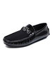 Hommes Chaussures Mocassins Confortables En Cuir PU Bout Rond Détails En Métal Slip-On Mocassins Noirs