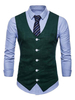 Hommes costume gilet col en V coton poche en lin coupe régulière gilet décontracté