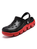 Hommes Crocs Noir Rouge Slip-On PU Cuir Bout Rond Bout Rond"idien Casual Plat