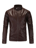 Hommes Cuir Cuir Jacket Casual Windbreaker Automne Café Brown Winter Coats