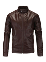 Hommes Cuir Cuir Jacket Casual Windbreaker Automne Café Brown Winter Coats