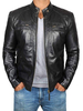 Hommes Cuir Veste Casual Windbreaker Automne Black Cool Overcoat
