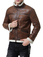 Hommes Cuir Vestes Cuir Cuisine Café Brown Manteaux d