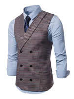 Hommes Gilet Costume Gilet Motif Pied De Poule Gilet Double Boutonnage Gilet Clubwear