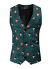 Hommes Gilets Décontracté Col V Polyester Motif De Noël Vert Foncé Gilet