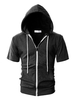 Hommes Hoodies À Capuche Manches Courtes Color Block Zipper Polyester Coton Sweat Décontracté