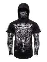 Hommes Hoodies Capuche Manches Courtes Polyester Peint Coupe Décontractée Sweat Noir