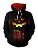 Hommes Hoodies Capuche Manches Longues Polyester Effrayant Sweat Noir