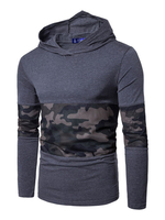 Hommes Hoodies Capuche Manches Longues Polyester Gris Foncé Sweatshirt