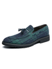 Hommes Loafe Shoes Cuir PU Cuir Round Toe Plaid Slip-On Blue Mocassins