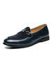 Hommes Loafer Chaussures Slip-On Metal Détails Rond TOe PU Cuir Blue Mocassins