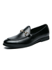 Hommes Loafer Shoes Cuir PU Toile Ronde Toile Détails Slip-On Black Suit chaussures