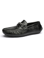 Hommes Mocassins Chaussures Confortables En Cuir PU Monk Strap Slip-On Noir Chaussures Plates Décontractées