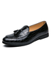 Hommes Mocassins Chaussures Confortables En Cuir PU Pom Poms Slip-On Mocassins Noirs