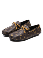 Hommes Mocassins Chaussures De Mode En Cuir PU Arcs Géométrique Slip-On Café Mocassins Marron