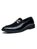 Hommes Mocassins Chaussures De Mode En Cuir PU Bout Rond Détails En Métal Glisser Sur Des Chaussures Noires