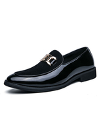 Hommes Mocassins Chaussures De Mode En Cuir PU Bout Rond Détails En Métal Glisser Sur Des Chaussures Noires