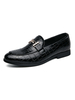 Hommes Mocassins Chaussures De Mode En Cuir PU Détails En Métal Plaid Slip On Mocassins Noirs