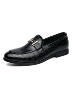Hommes Mocassins Chaussures De Mode En Cuir PU Détails En Métal Plaid Slip On Mocassins Noirs