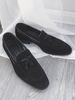Hommes Mocassins Chaussures Mode Micro Suede Supérieur Slip-On Bout Pointu Noir Chaussures En Cuir Décontractées