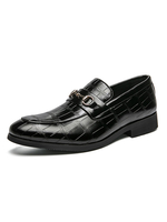 Hommes Mocassins Chaussures Sangle Réglable Détails En Métal Motif À Carreaux Bout Rond En Cuir PU Mocassins Noirs