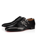Hommes Mocassins Chaussures Slip On Boucle Bout Pointu Polyester PU Cuir Noir Costume Chaussures