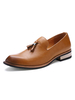 Hommes Mocassins Chaussures Slip-On Pom Poms Bout Rond Basses En Cuir PU Mocassins Marron