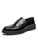 Hommes Mocassins Chaussures Slip On Round Toe PU Cuir Low-Tops Mocassins Noirs