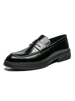Hommes Mocassins Chaussures Slip On Round Toe PU Cuir Low-Tops Mocassins Noirs