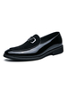 Hommes Mocassins Cosy Cuir PU Bout Rond Détails En Métal Slip On Black Shoes