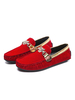 Hommes Mocassins Cosy Cuir PU Détails Métalliques Slip-On Mocassins Rouges