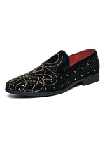 Hommes Mocassins Populaires En Cuir PU Clouté Bloc De Couleur Slip On Mocassins Noirs