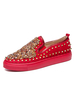 Hommes mocassins rouges chaussures confortables en cuir PU strass oeuvre sans lacet bas-hauts chaussures décontractées"idiennes