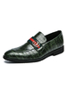 Hommes Mocassins Slip-On Détails en métal Plaid Bout rond en cuir PU Chaussures en cuir vert