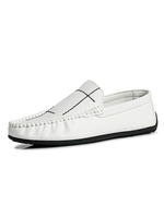 Hommes Mocassins Slip-On Détails Métalliques Imprimé Bout Rond En Cuir PU Mocassins Blancs