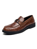 Hommes Mocassins Slip On Metal Details Plaid Round Toe PU Cuir Marron Mocassins